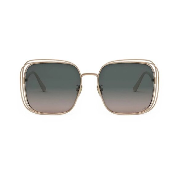 NEW DIOR GOLD/GRAY WOMEN SQUARE SUNGLASSES - Picture 2 of 3